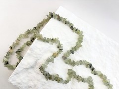 Prehnite Beaded Chip Long Stranded Vintage Green Necklace – 36″