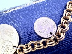 Vintage Coin Necklace Israel Bahamas Mixed Coins Charms 18” Gold Tone Chain HJ