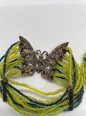 Vintage JJJ Rhinestone Butterfly Necklace And Matching Stretchy Bracelet