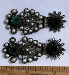 ANTIQUE ARMENIAN BYZANTINE REVIVAL OTTOMAN PEARL COIN SILVER JEWELED EARRINGS