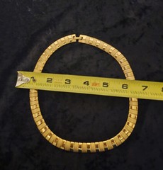 VTG 1990’s Goldtone Choker Necklace Elegant Boss Lady Brushed & Glossy