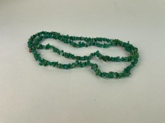 Vtg Green Gemstone Boho Layering Strand necklace faux turquoise? 32 in