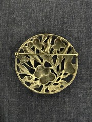 VTG Sterling Silver .925 Round Berry Brooch Cast c. 1950s Estate Jewelry 2.25 in