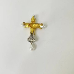 Schiaparelli Inspired Brooch Anatomy Bust Of The Divine Blessing Cross 3.5 In