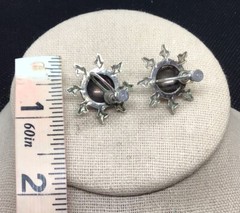 Vintage Silver Tone Costume Unique Screw Back Earrings U595