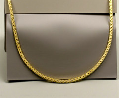 Vintage Monet Serpentine Box Chain Necklace 24″ Gold Tone 2mm Patent Clasp