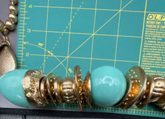 Necklace Turquoise Color Metal Beads Discs Chunky 80s Choker Necklace Signed