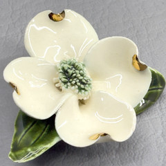 Vintage Dogwood Brooch Ceramic 1.75″