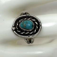 Vintage Southwest NA Style TESTED UNMARKED Sterling Silver Turquoise Ring Sz 7
