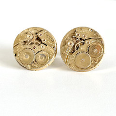Vintage 14K Yellow Gold Filled Watch Movement Steampunk Bullet Back Cufflinks