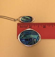 Vintage Pin and Necklace Nickel Silver Abalone/Mother of Pearl