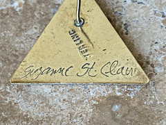 Suzanne St. Claire VTG Signed Sterling Silver Onyx Earrings 12 Grams 1″ Triangle