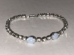 VTG L G Lind Gal Rhinestone & Blue Moonstone 3 pc matching Jewelry Set Demi Paru