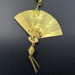 Custom Vintage Estate Assemblage Necklace & Charms: Buddha, Fan, in Mixed Metals