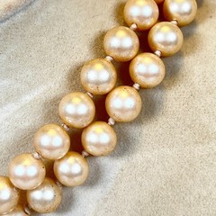 LES BERNARD Faux Pearl Choker Necklace Intaglio Lovers Cameo Hermes Aphrodite