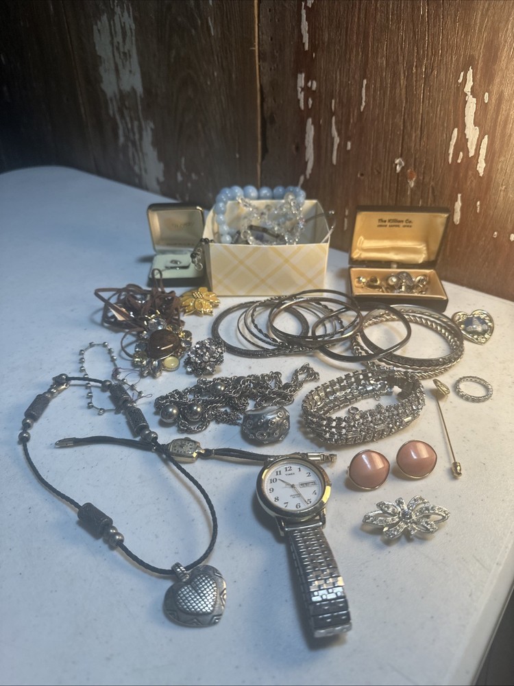 Vintage-Antique Jewelry Lot Mix Unsearched Grabbed From Large Box Randomly