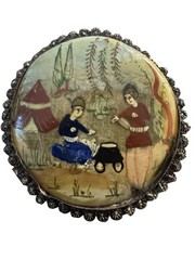 Vintage Beautiful Persian Hand Painted Mother of Pearl Pendant/Charm