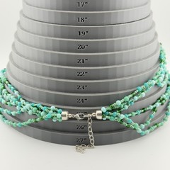 Vintage Multi 6 Strand Green Blue Glass Beads Necklace Bracelet Set Coastal Boho