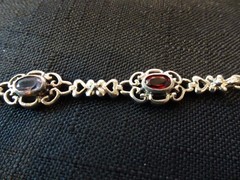#656–VINTAGE STERLING SILVER HAN-925-BRACELET–6-STONES