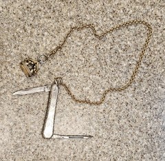 Antique Victorian Gold Filled Watch Fob Pendant Charm with pocket knife & chain