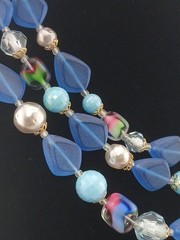 W.GERMANY goldtone IRIS GLASS multicolor beads pearls necklace earrings set