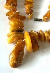 Vintage 80s Baltic Amber Necklace 10” Egg Yolk Honey Amber Nuggets Drop Pendant