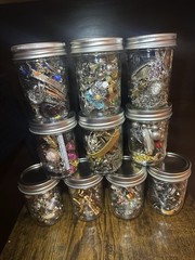 Mystery Jewelry Jar Lot Vintage/Modern Estate Mix Unsearched Gold/Silver Tone
