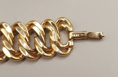 Vintage MONET Signed Chunky Gold Tone Double Curb Link Bracelet Heavy 2.1oz 7″