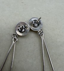 Vtg Sterling Silver 925 Long Modernist Dangle Earrings Abstract Spheres 4” Drop