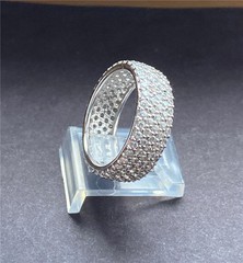 JSWJ Sterling Silver 5-Row Micro Pave Cubic Zirconia Wide Band Eternity Ring S.8