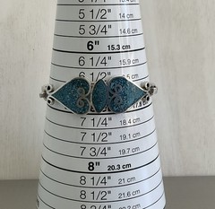 Vintage Mexico 925 Sterling Turquoise Inlay Mosaic Tension Bangle Bracelet 7″