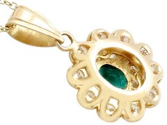 Vintage 0.60 Ct Emerald 2.28 Ct Diamond 18k Yellow Gold Pendant 1990s