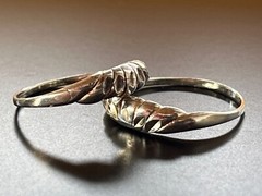 VTG Lot of 2 Handcrafted 925 Silver Stackable Rings Approx Size 7 Detailed 2.27G