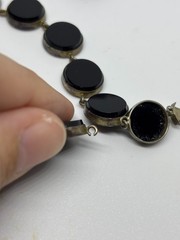 Antique Victorian Art Deco Sterling Silver Black Onyx Necklace Bracelet DAMAGED