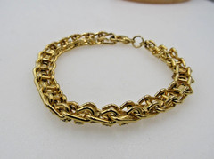 Well-Made Gold Tone Prong Set Rhinestone Chain 7 1/2″ Tennis Style Bracelet B1