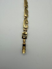 Adorno Gold Tone Link Bracelet Rhinestone Accent Geometric Vintage 7.75”