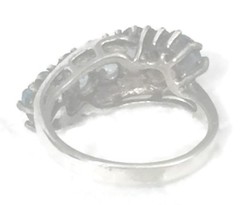 Vintage Blue CZ Ring Band Eternity Sterling Silver Women Cocktail Size 5.50