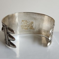 Vintage Tribal Cuff Bracelet | Mixed-Silver 800-900 Content | Red Carnelian Acce