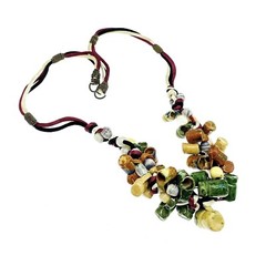 1970/1980s Mexican Folk Art Cluster Necklace Pottery Mugs Charms Ethnic Vintage