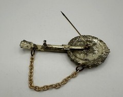 Vintage Banjo Shape Brooch/Pin With Pearlized Inset