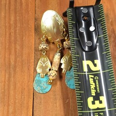 Vintage Unbranded Gold-Tone Dangle Earrings Beaded Stud Back
