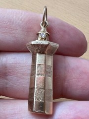 VINTAGE 14K GOLD DIAMOND LIGHTHOUSE CHARM PENDANT SOLID CUSTOM MADE NAUTICAL