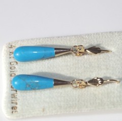 TURQUOISE ARIZONA MINE TEAR DROP QUALITY 45MM LEVER BACK EARRINGS