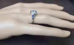 0.65ct Vintage filigree ring old mine cut Diamond belais 18k white gold