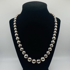 Vintage Taxco Mexico 925 Sterling Silver Graduated Ball Bead Necklace 76g