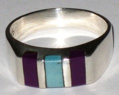 Vintage 925 Silver Turquoise Purple Stones Ring Size 9.75 Purchased in Mexico