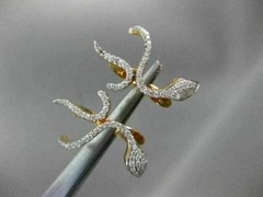 ESTATE .42T DIAMOND & AAA RUBY 18KT ROSE GOLD 3D SNAKE FUN HANGING EARRINGS
