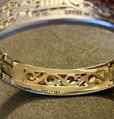Cheever Tweedy Co Marked Hinged Bangle Bracelet Art Deco 1940-1949 Silver Gold