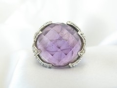 Vintage Sterling Silver 925 Natural Amethyst Claw Unique Ring Size 7.5