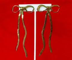 Pair of 4-Inch Unique Runway Gunmetal Earrings from France